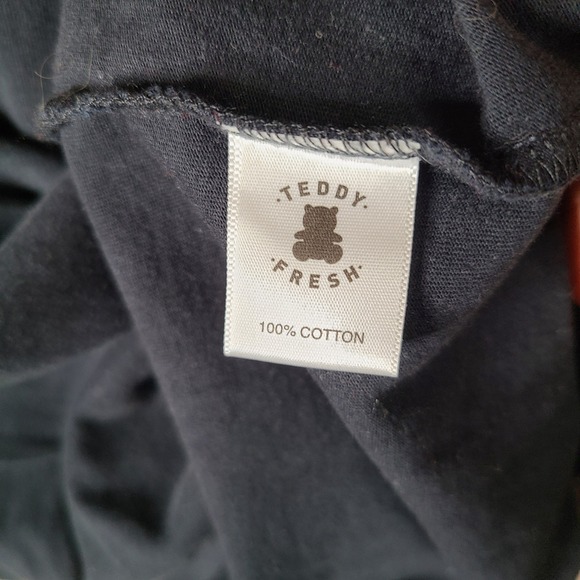 Teddy Fresh Sweatshirt Mens M Black Long Sleeve Turtleneck Yellow Logo Cotton - Picture 5 of 9